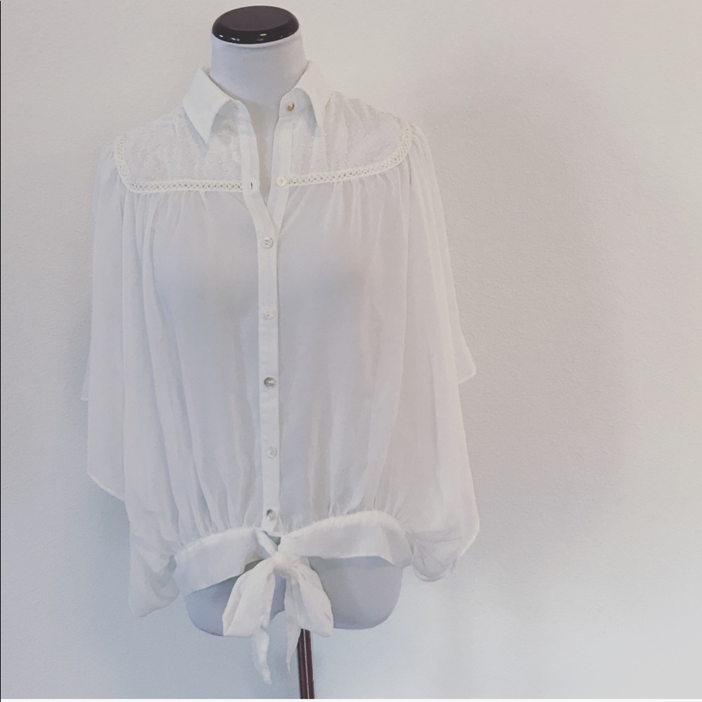 New w/Tags DO & BE SHEER WHITE BLOUSE